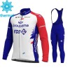 Radbekleidung Radtrikot Langarm + Lang Trägerhose 2021 Groupama-FDJ Winter Thermal Fleece N001